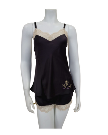 Flora Nikrooz Q80418 Black Gabby Cami and Shorts Set myselflingerie.com